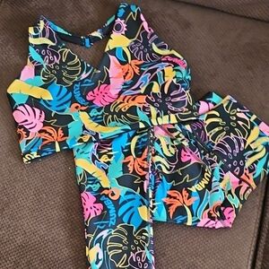 ZUMBA SET - PALM PARTY - Halter & Leggings Sz XL